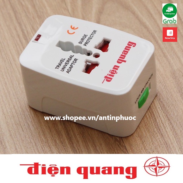 Ổ cắm du lịch Điện Quang ĐQ ESK TV01  - Đầu nối đa năng chuyển đổi các loại ổ cắm - phích điện đa năng