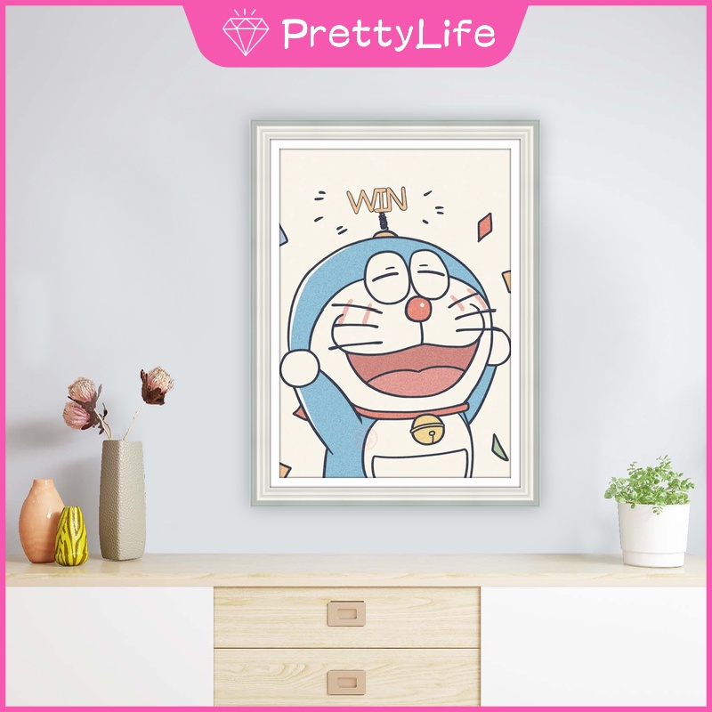 Bộ tranh đính đá 5D họa tiết hoạt hình Doremon dễ thương độc đáo DIY 30x40cm/40x50cm