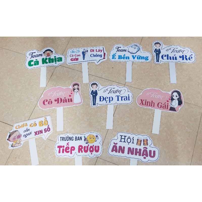 Combo 12 hashtag cầm tay chụp ảnh đám cưới (ib chọn mẫu theo yêu cầu)