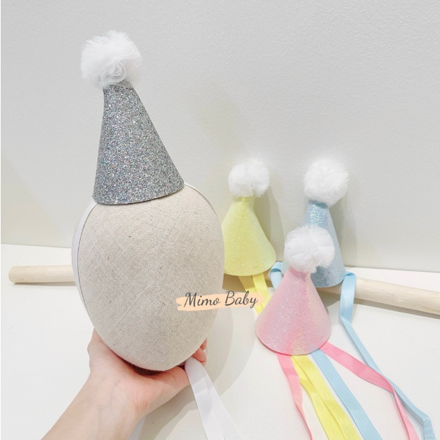 Băng đô mũ chóp đính bông lấp lánh, nón trang trí sinh nhật cho bé BD62 Mimo Baby