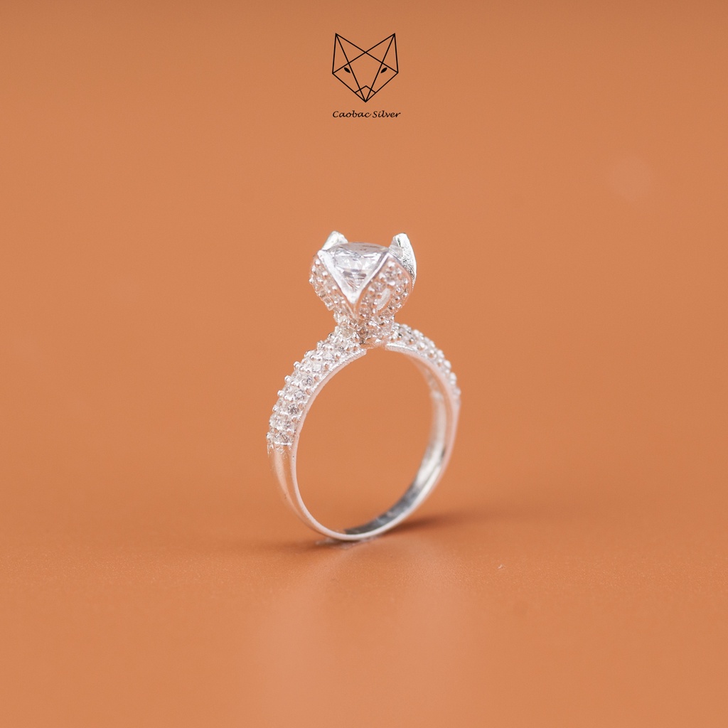 Nhẫn Bạc Ta Đính Đá Cao Cấp  CaoBac Silver Vương Miện Kim Cương Nhân Tạo Sang Trọng Dành Tặng Riêng Cho Bạn Gái