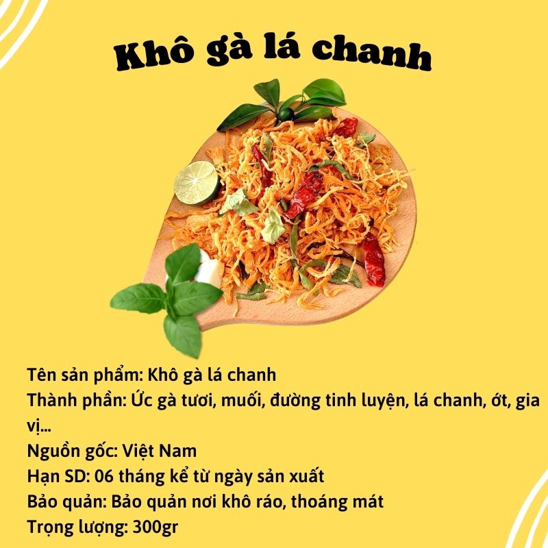 Khô gà lá chanh 300gr MlemMlem đồ ăn vặt vừa ngon vừa rẻ | BigBuy360 - bigbuy360.vn