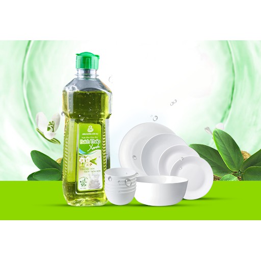Nước rửa chén Bách Thảo Xanh hương trà xanh chiết xuất thiên nhiên không hại da tay - Chai 500g