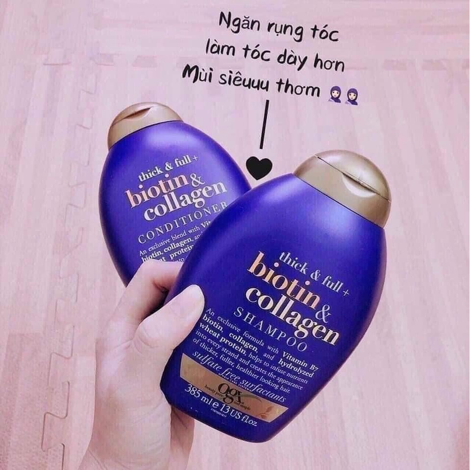 [Hàng trả order, không có dư] Bộ dầu gội và xả thick &amp; full biotin collagen 385ml