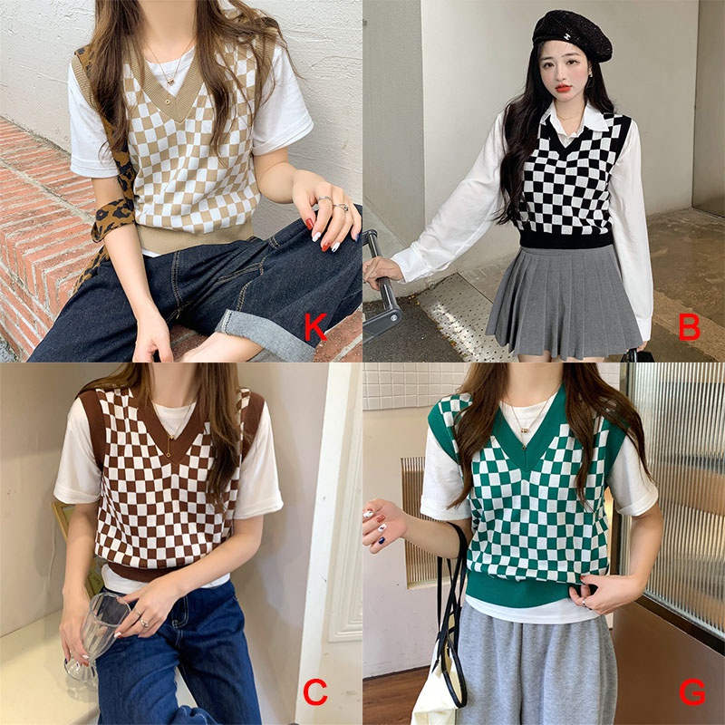 Áo sweater không tay cổ chữ V phong cách trẻ trung thời trang cho nữ