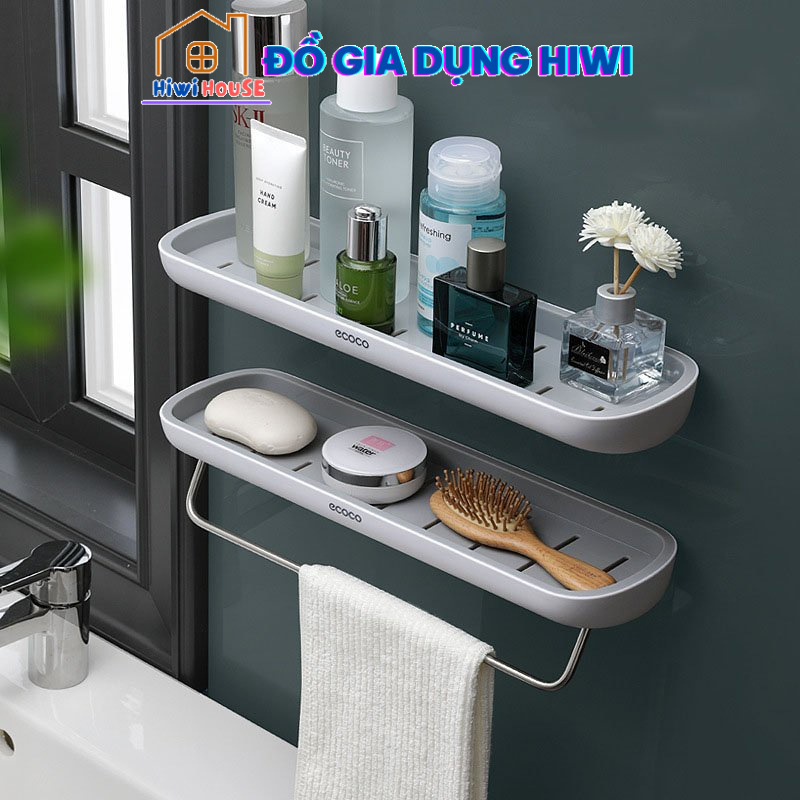 Kệ Ngang Nhà Tắm Nhà Bếp Ecoco Phù Hợp Mọi Không Gian Nhà Tắm, Tích Hợp Để Đồ Và Treo Khăn