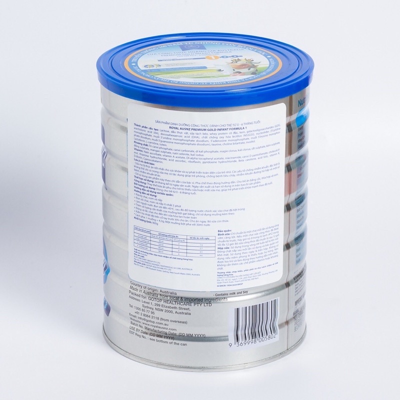 Sữa Bột Hoàng Gia Úc Premium Gold Số 1 Bổ Sung Vitamin, Khoáng Chất Cho Trẻ ROYAL AUSNZ