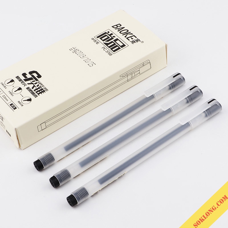 Bút gel nét 0.5mm Baoke thân bút trong suốt ghi chép tiện lợi B20
