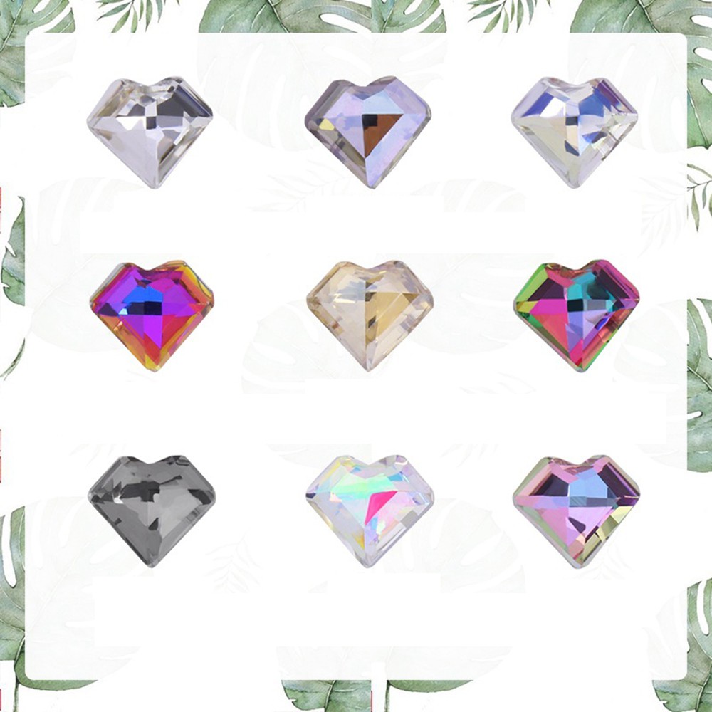 [Hàng mới về] Set 20 phụ kiện đá kim cương giả kiểu trái tim để trang trí móng nghệ thuật cỡ 8mm