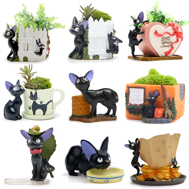 Influencer Black Cat Jiji Flowerpot Dịch vụ giao hàng của phù thủy Jiji Chậu hoa mọng nước Hoa hồng 