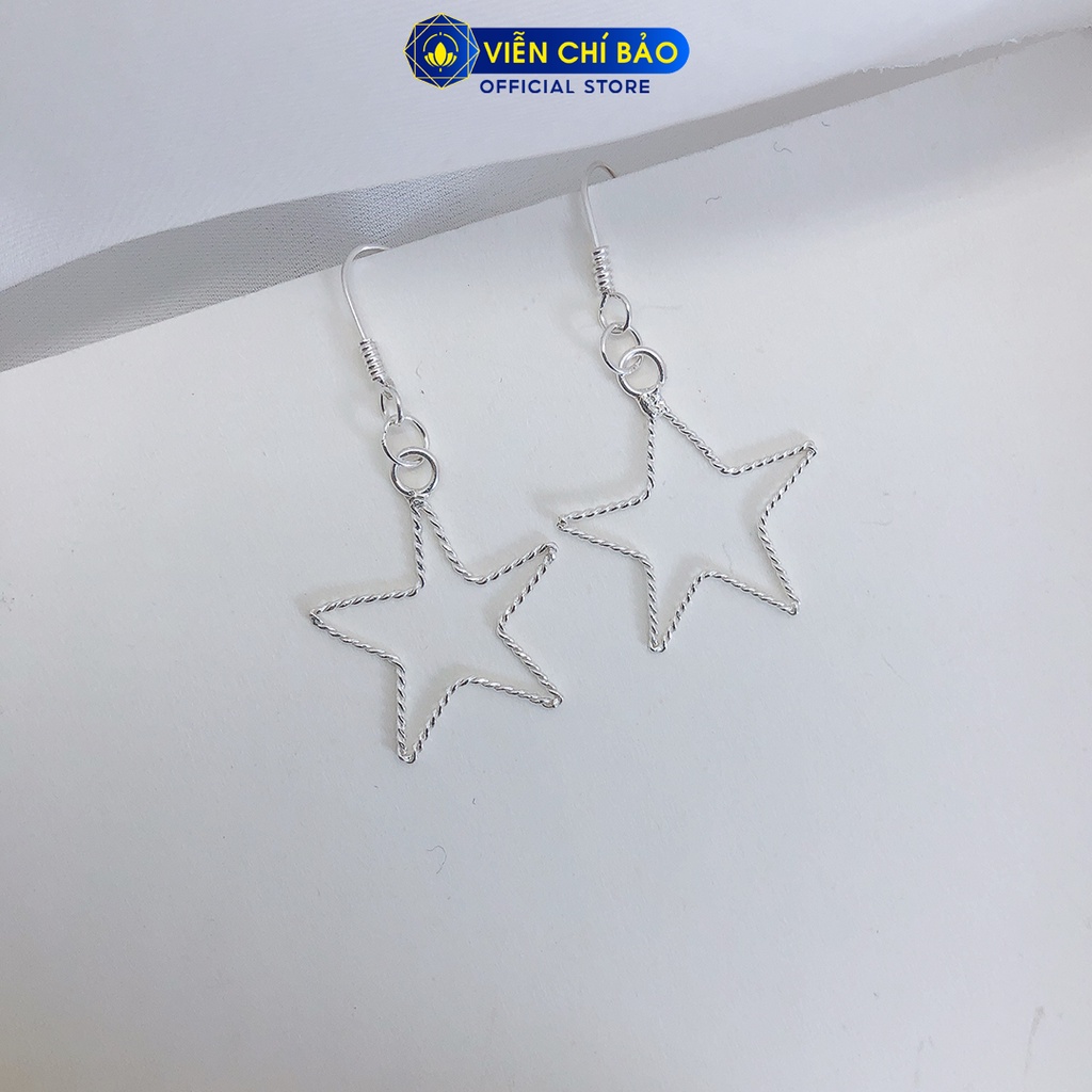 Bông tai bạc nữ Empty Star chất liệu bạc S925 thời trang phụ kiện trang sức nữ thương hiệu Viễn Chí Bảo B000226x1