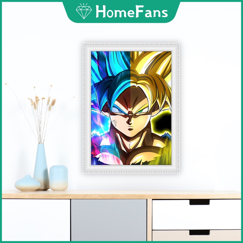 Tranh Đính Đá 5D Tự Làm Hình Son Goku Trong Dragon Ball 30x40cm Trang Trí Nhà Cửa