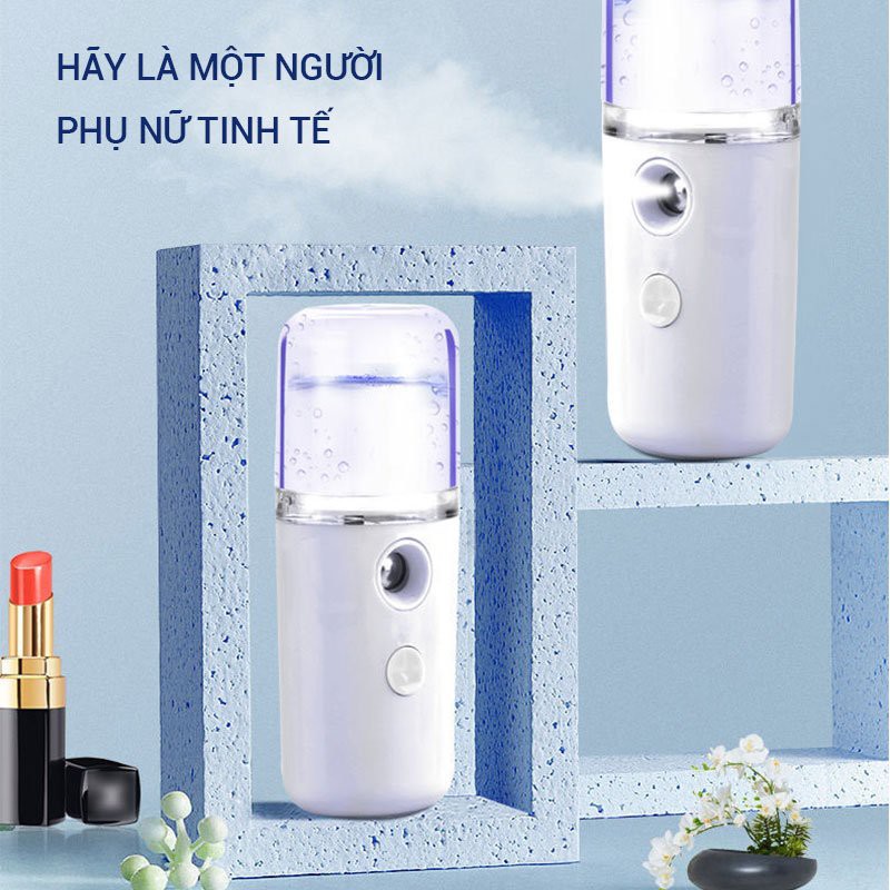 [HÀNG CÓ SẴN] Máy phun sương mini cầm tay, máy xịt khoáng nano cấp ẩm cho da tiện lợi có thể sạc điện