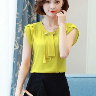 ÁO CỔ TRÒN PHỐI NƠ XỎ KHOEN