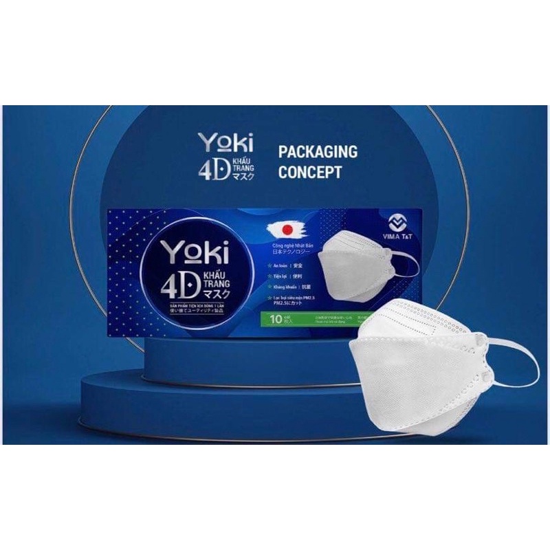 Khẩu Trang 4D Yoki  Cao Cấp,Kháng Khuẩn Hộp 10cái