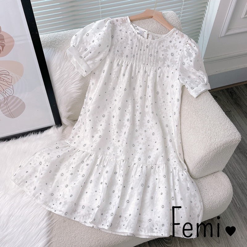 Đầm Hoa Nhí Tay Bồng, đầm babydoll, váy hoa nhí công chúa, váy đi chơi đi du lịch