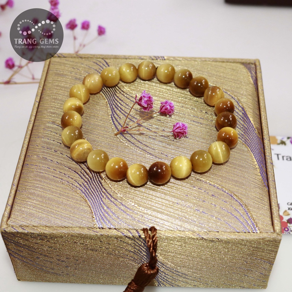 Vòng tay đá mắt hổ tâm vàng