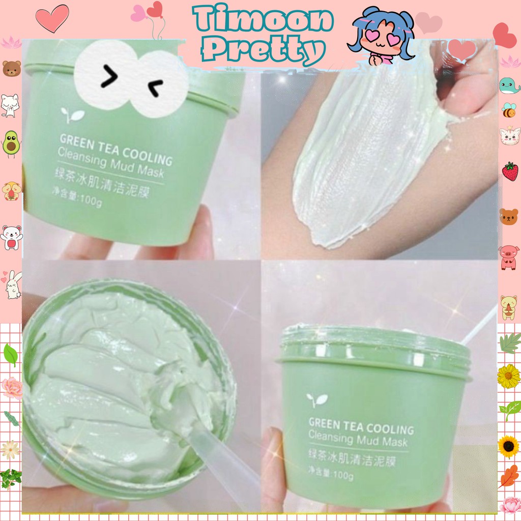 Hộp mặt nạ bùn đất sét trà xanh Maigoole100g se khít chân lông