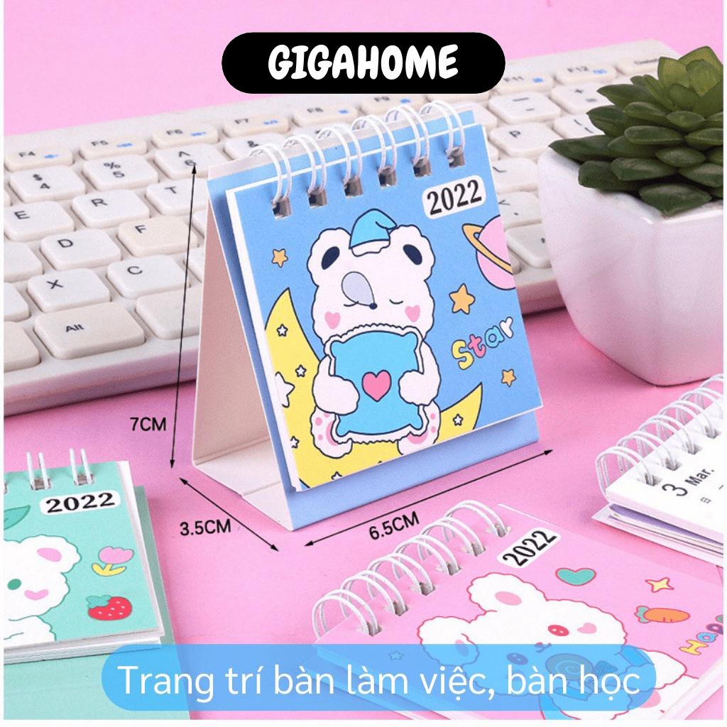 Lịch Để Bàn GIGAHOME Lịch Mini Để Bàn Trang Trí Siêu Dễ Thương Năm 2022, Nhỏ Gọn 10505