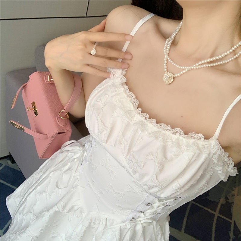 Đầm Hai Dây Thêu Họa Tiết Thời Trang Mùa Hè Quyến Rũ Cho Nữ