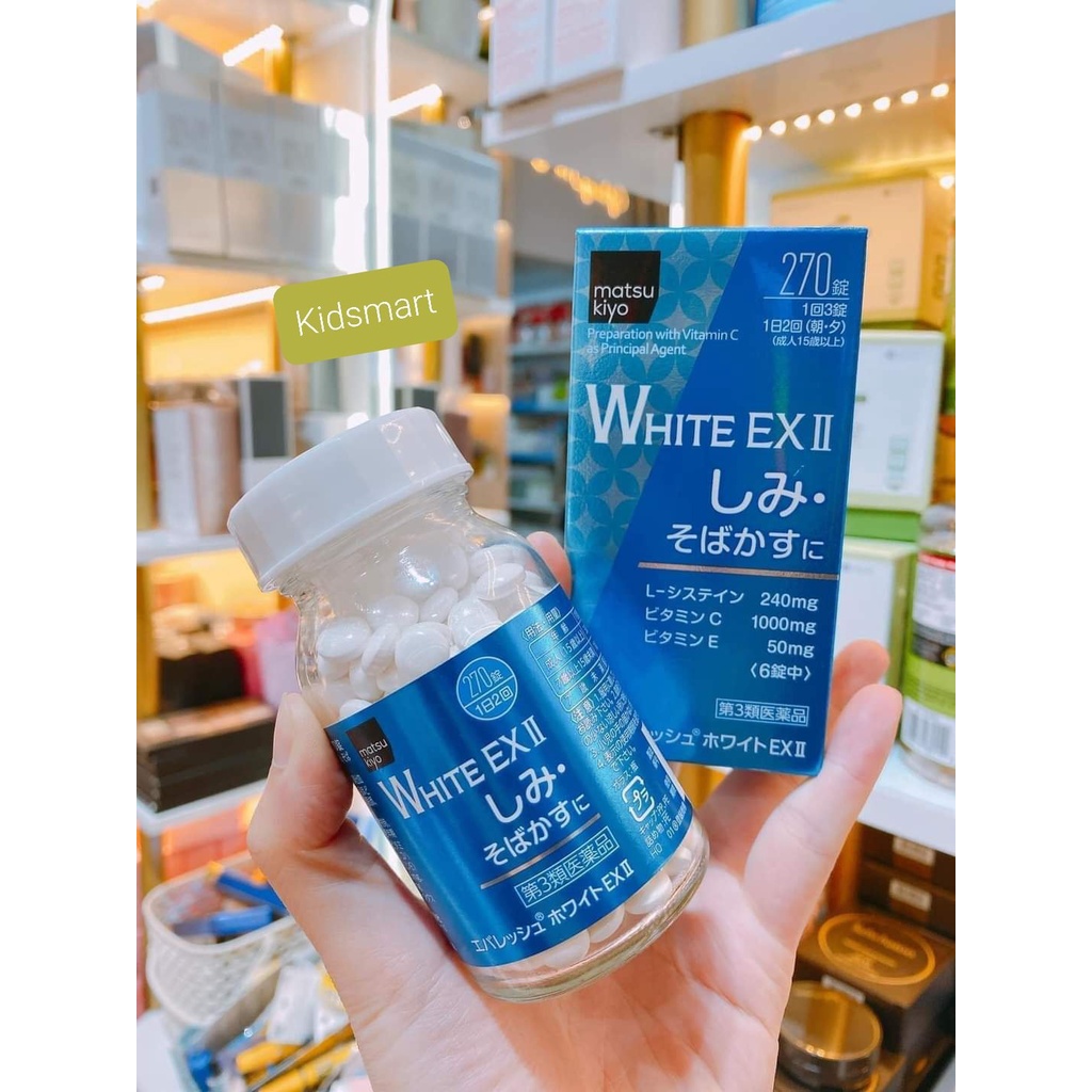 Viên Trắng Da White EX II 270 Viên [NỘI ĐỊA NHẬT] giúp da trắng sáng, chống lão hóa, hạn chế tia UV