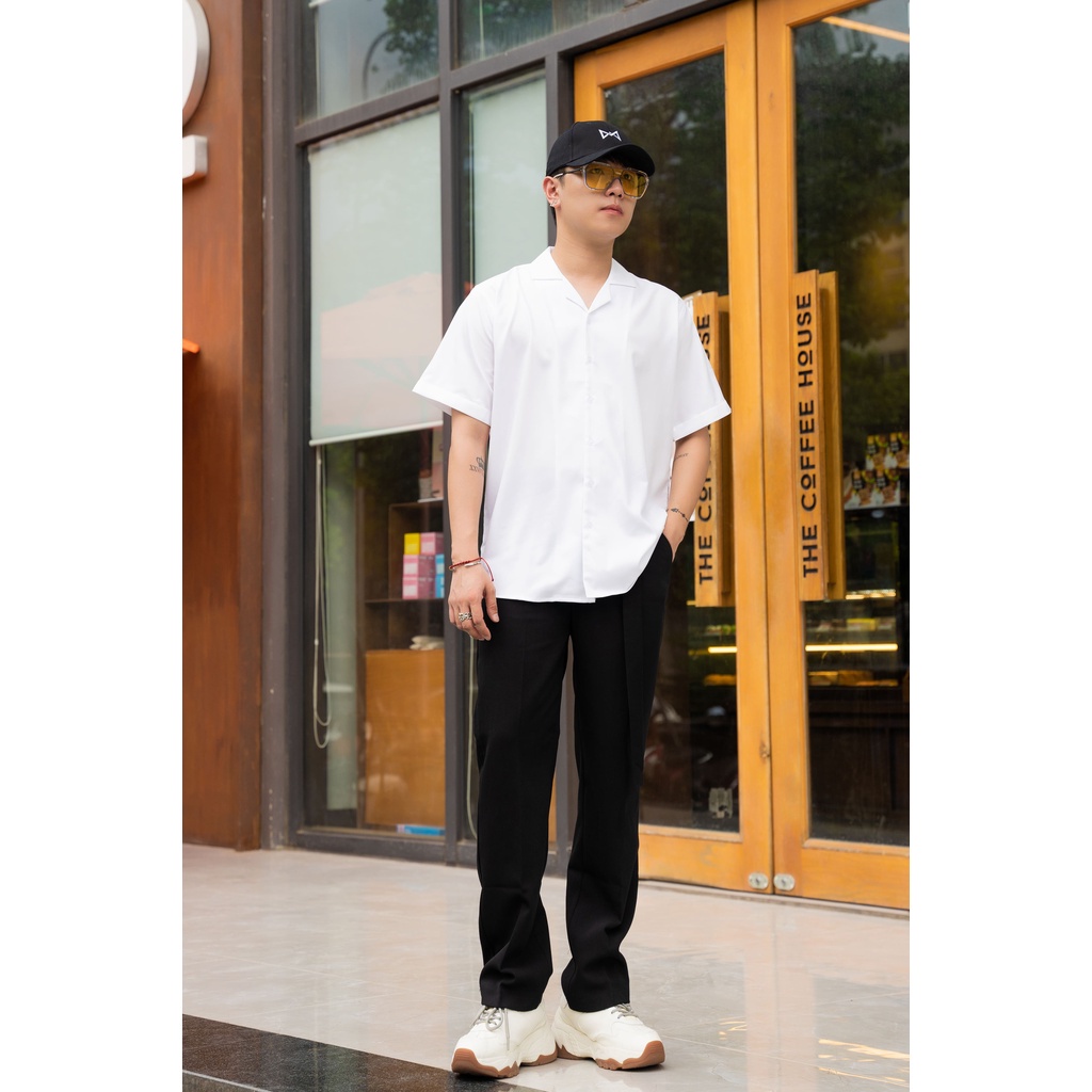 Áo sơ mi cộc tay cổ vest nam MALTRIK phong cách Hàn Quốc unisex chất lụa cao cấp có size lớn 130kg