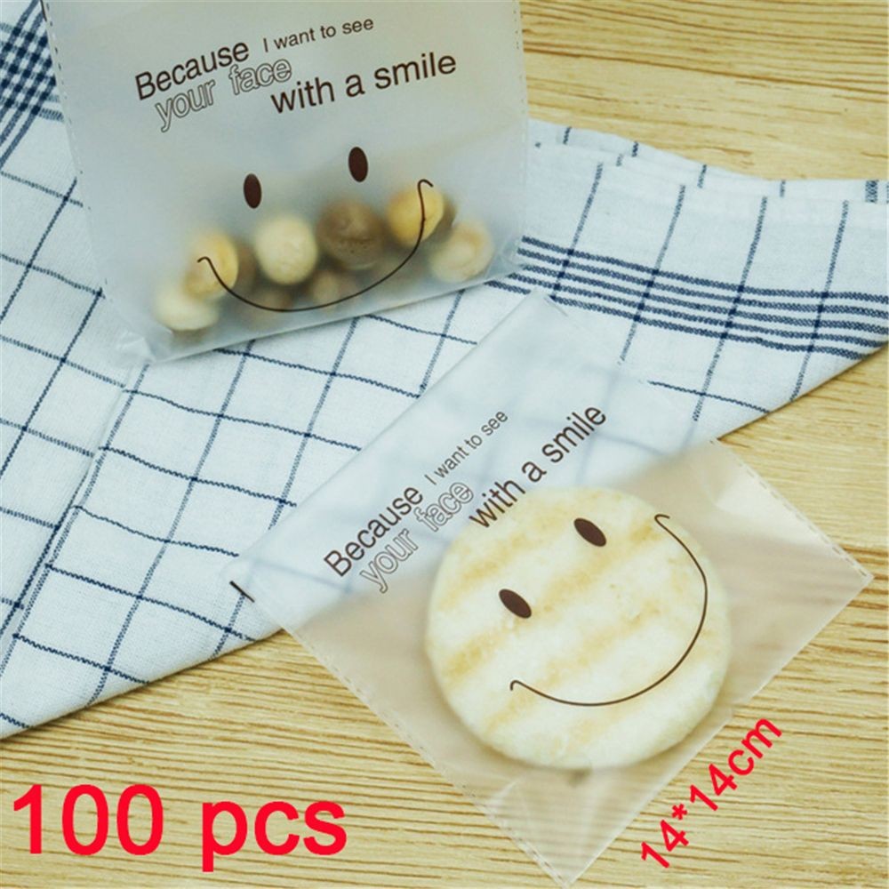 100 Túi Nylon Dán Mặt Cười Đựng Bánh Kẹo