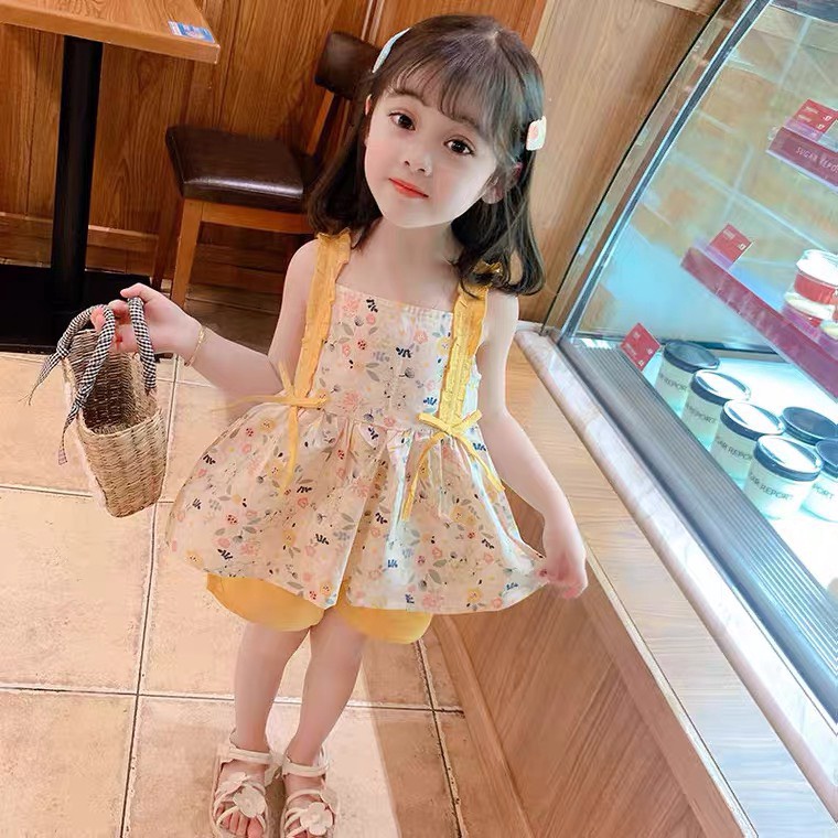 Đồ bộ bé gái quần áo họa tiết hoa nhí viền AM677 - đồ bộ cho bé gái xinh xắn TTR308