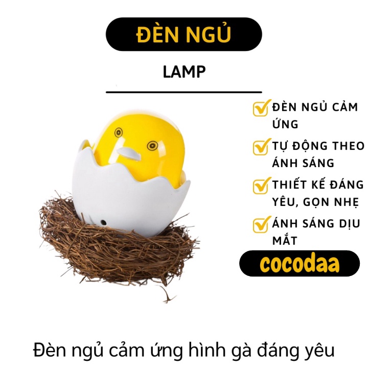 Đèn Ngủ Cảm Ứng - Đèn Ngủ Hình Con Gà Đáng Yêu Tự Động Bật Tắc, Ánh Sáng Dịu 5170 [FREESHIP]