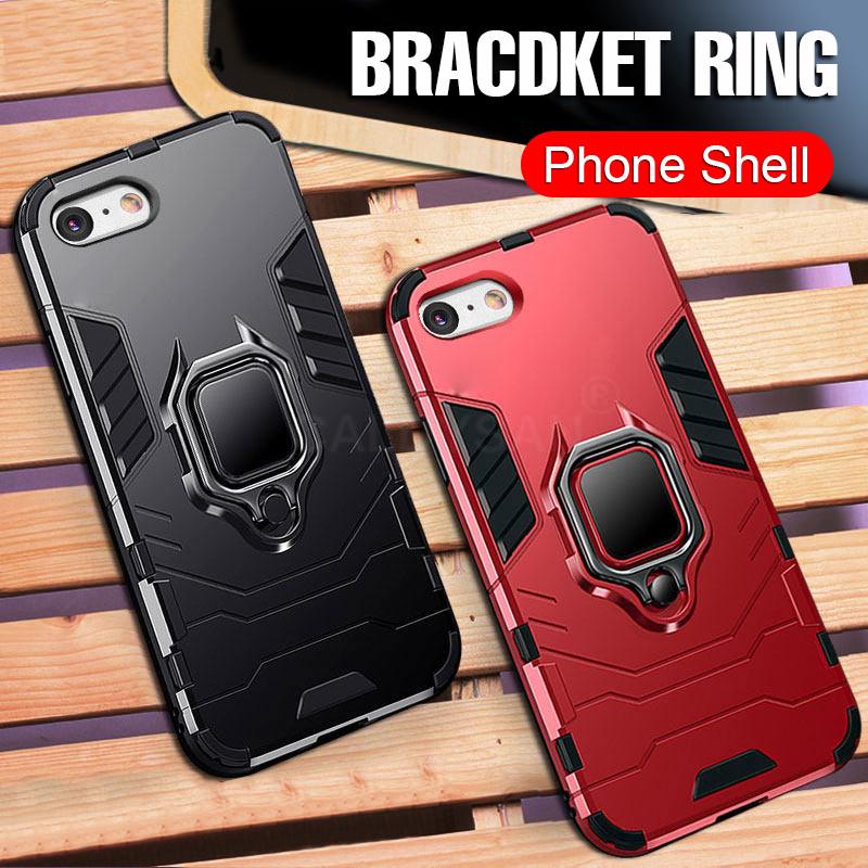Ốp điện thoại chống sốc họa tiết Iron Man có nhẫn móc ngón tay cho iPhone XS Max Xr X 7 8 Plus
