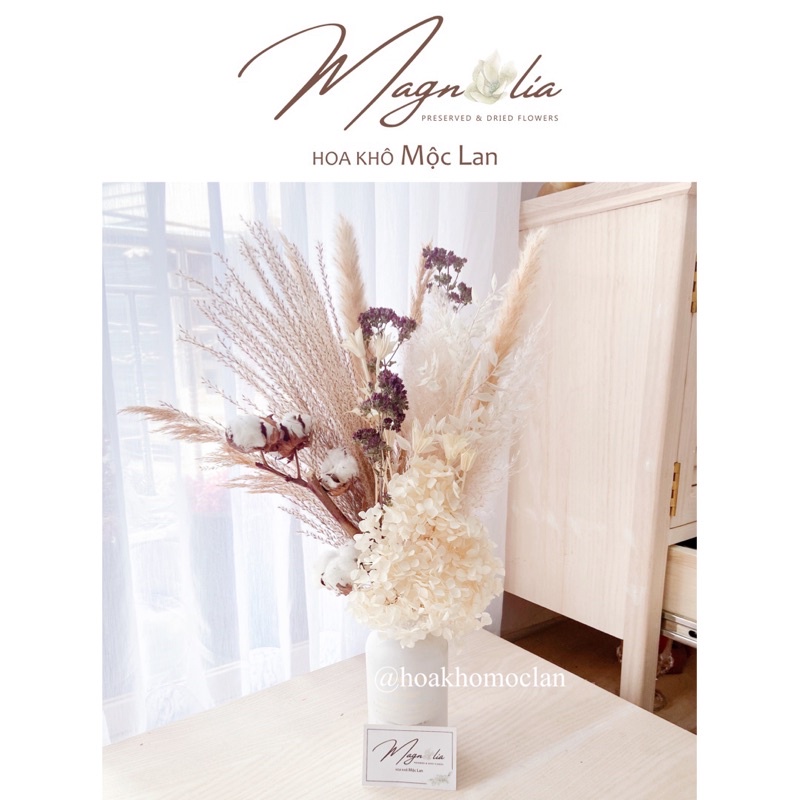 Set Chậu hoa khô trang trí decor phong cách Bắc Âu cổ điển vintage cao cấp