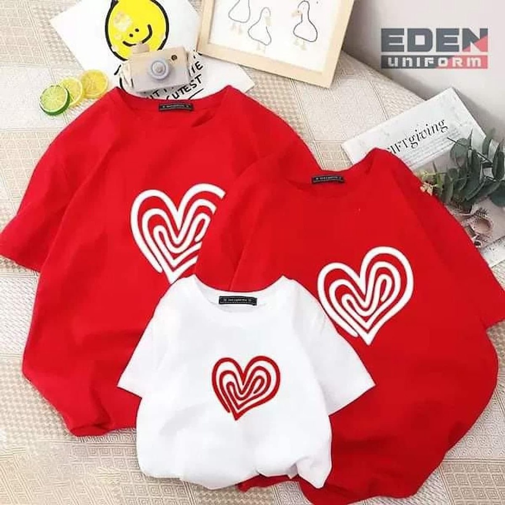 Áo thun cotton cặp, áo gia đình in hình TRÁI TIM NÉT dày dặn, co giãn tốt mặt mịn và mát