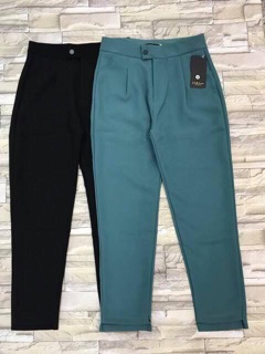 Quần baggy vải cúc lệch