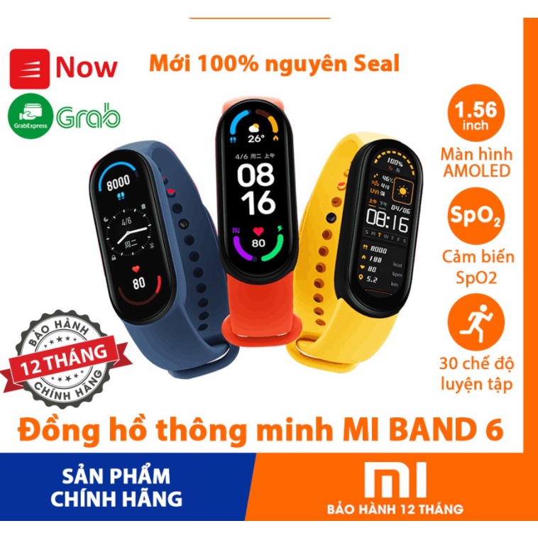 Đồng hồ thông minh XIAOMI Mi Band 6 Vòng đeo tay Miband 6 đo sức khoẻ tập thể dục thể thao chính hãng thông minh giá rẻ