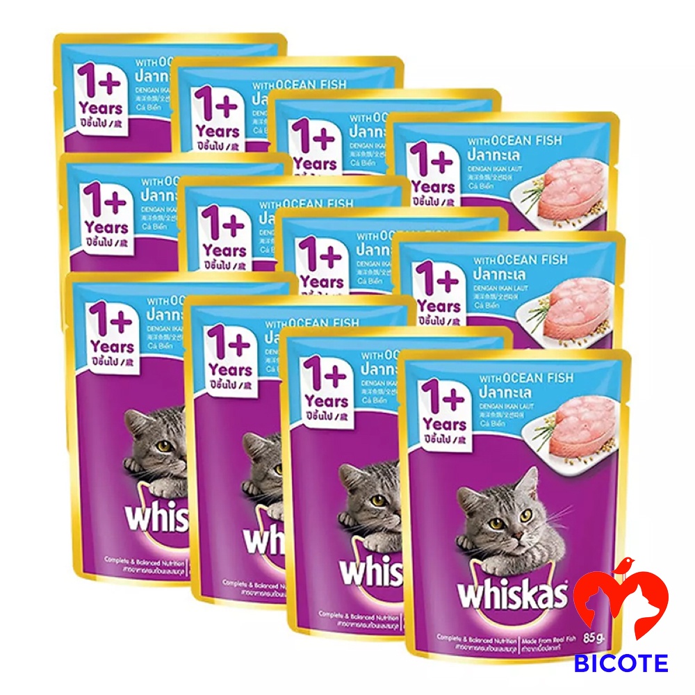 Pate mèo Whiskas nhiều vị tươi ngon hấp dẫn giàu dinh dưỡng dạng túi 80g cho mèo con và mèo lớn