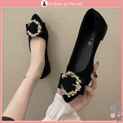 Giày Búp Bê Mũi Nhọn Đế Mềm Có Size Lớn 41 / 42 / 35-43 Thời Trang Dành Cho Nữ