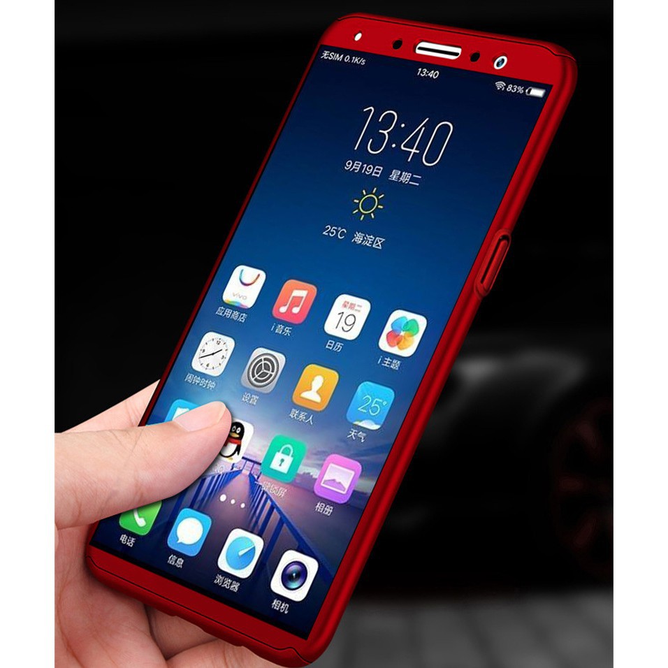Ốp điện thoại nhựa cứng bảo vệ 360 độ kèm kính cường lực cho Vivo X21(UD)