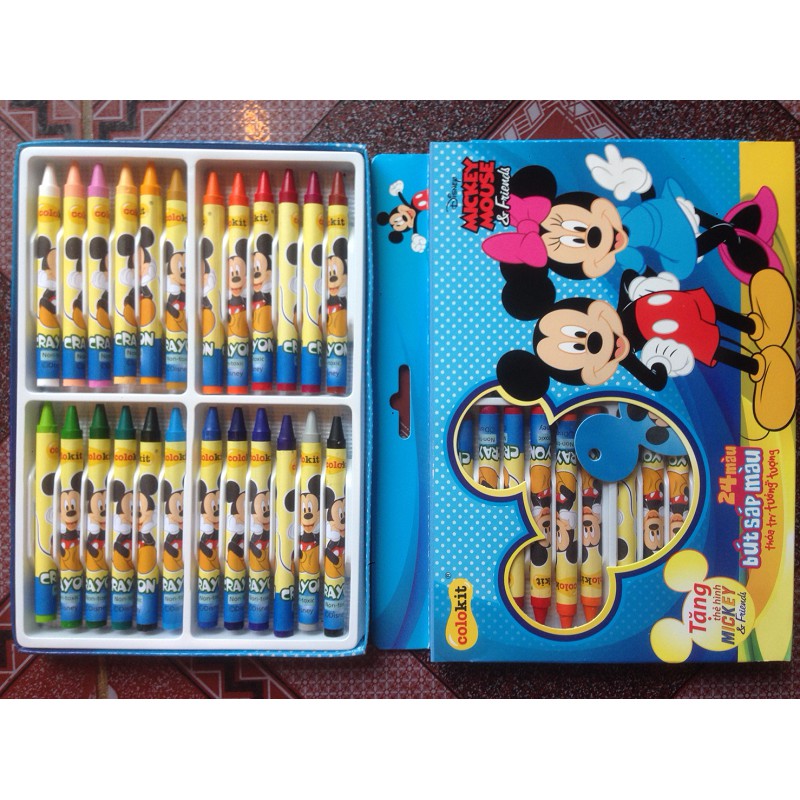 Bộ bút sáp 24 màu đặc biệt chuột Mickey CR-030/MI - Doraemon CR-06/DO