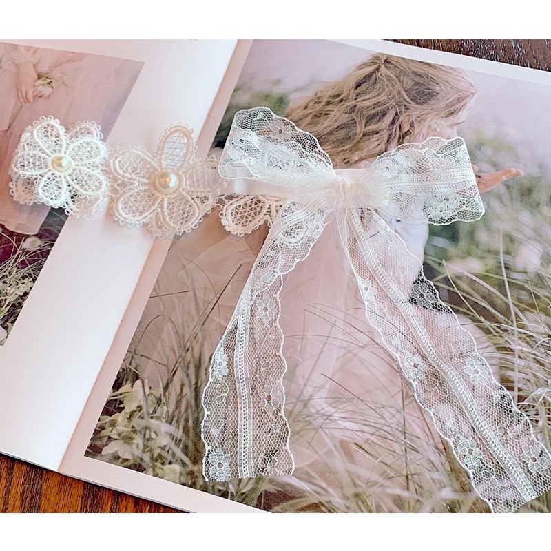 Băng đô ren tiểu thư đáng yêu cho bé phong cách Hàn Quốc