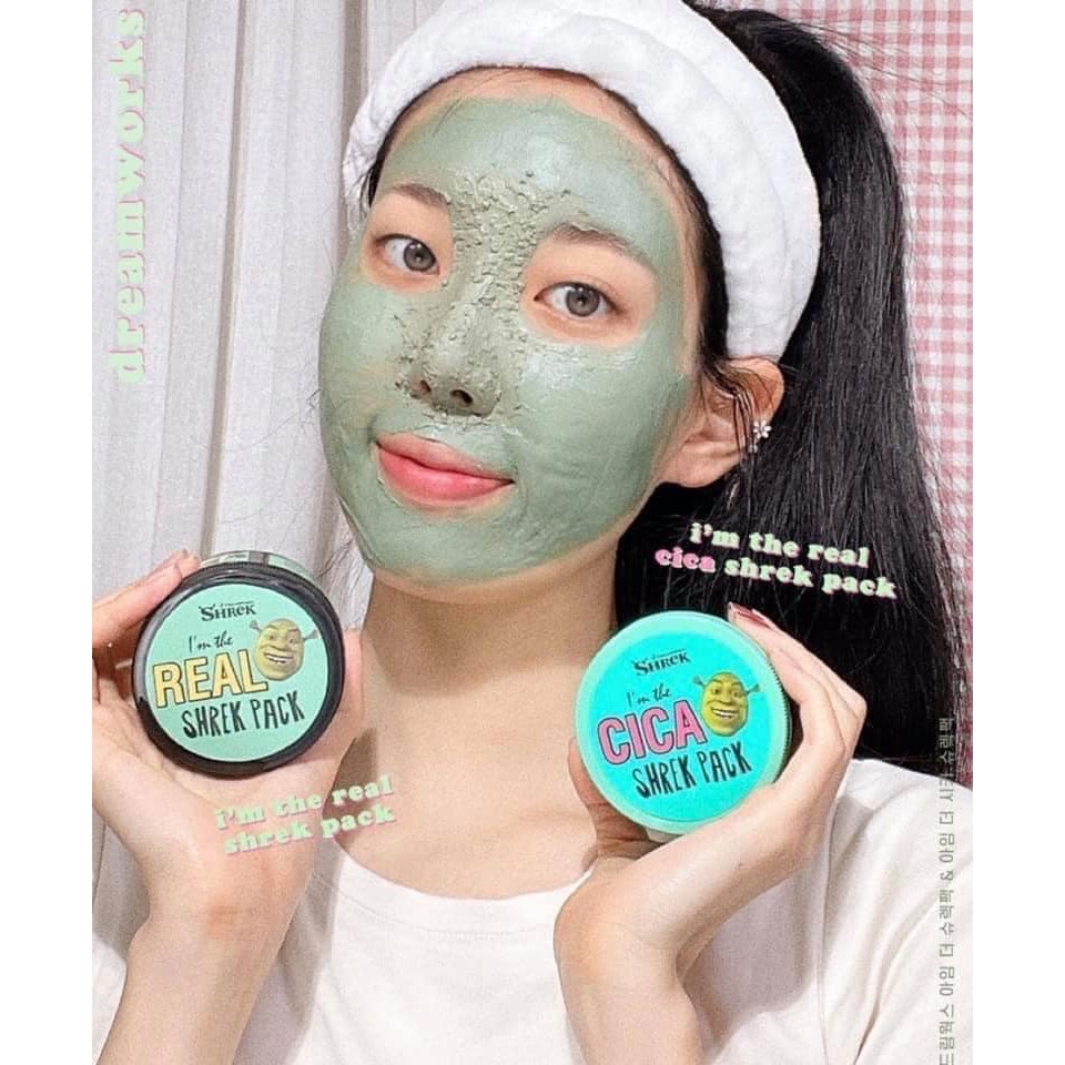 Mặt Nạ Đất Sét Bạc Hà Dreamworks I'm The Real Shrek Pack olive youngs 110g - Mặt nạ Dạng Lột Shrek Pack 150g