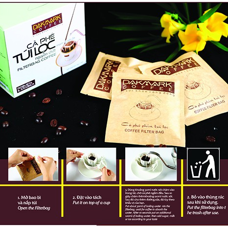 Cà phê túi lọc DakMark, nguyên chất, hòa quyện Arabica và Robusta (hộp 5 gói x 18g) | BigBuy360 - bigbuy360.vn