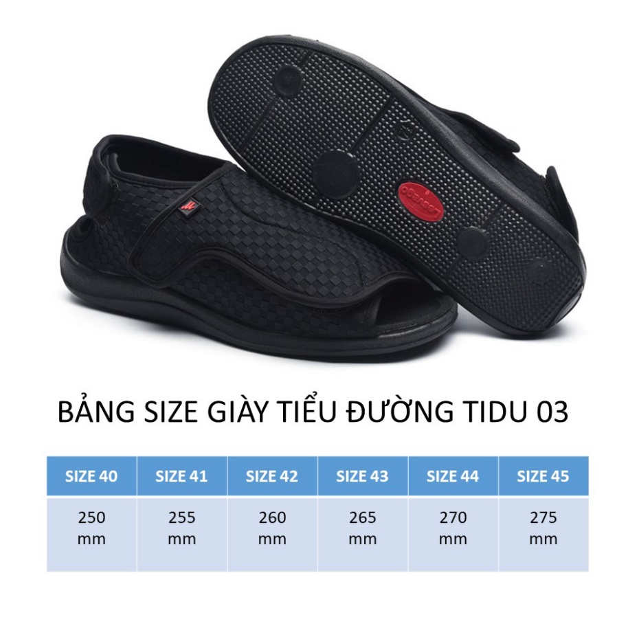 Giày Vải Quai Dán Dành Cho Người Lớn Tuổi Bệnh Tiểu Đường Detaunisex Mã TIDU03