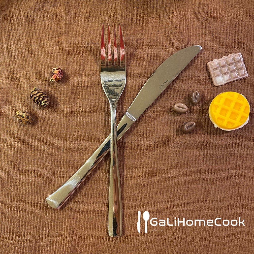 Bộ 2 sản phẩm DAO và DĨA (nĩa) ăn bít tết inox 304 phong cách Châu Âu cao cấp | GaliHomecook Knife and Fork BH1-3-40