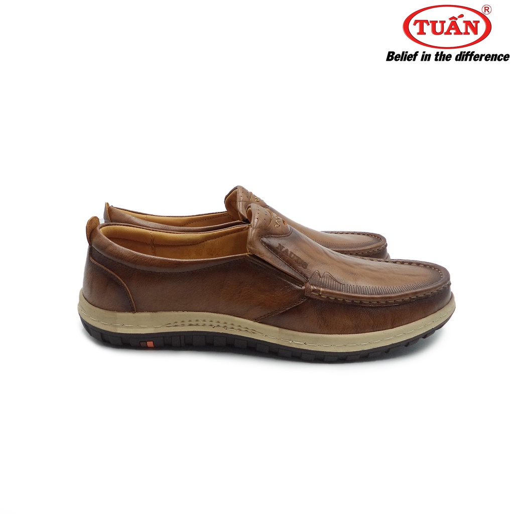 Giày da nam giày mọi quai da nhập khẩu đế cao su thương hiệu Tuấn GXHU-336