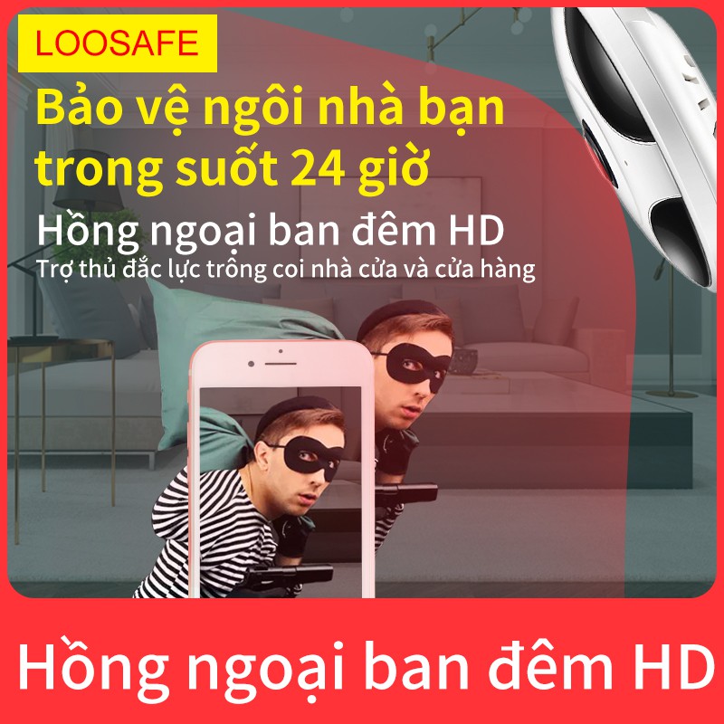 Camera WiFi toàn cảnh 360 độ, góc nhìn rộng, giám sát từ xa trên điện thoại di động có kết nối WiFi | BigBuy360 - bigbuy360.vn