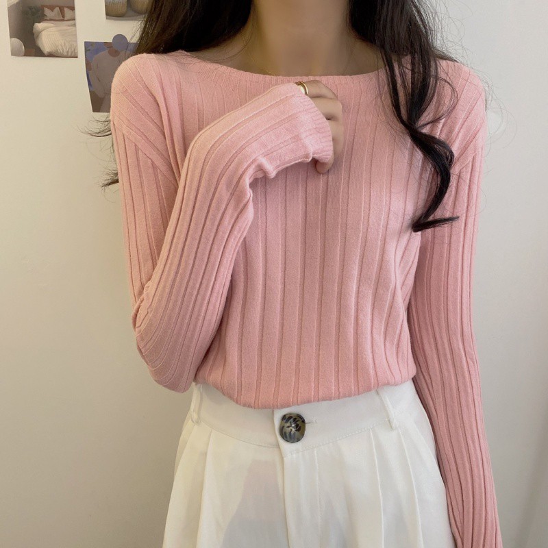 Áo len nữ dài tay cổ tròn thời trang Hàn | BigBuy360 - bigbuy360.vn