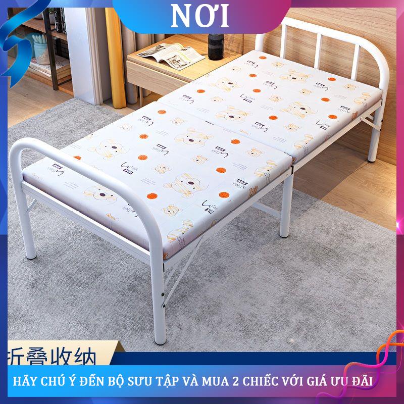 Giường gấp giường đơn đơn giản giường đôi hộ gia đình 1,2m 1,5 chỗ nghỉ trưa nhà cho thuê giường sắt nhỏ cho trẻ em và n