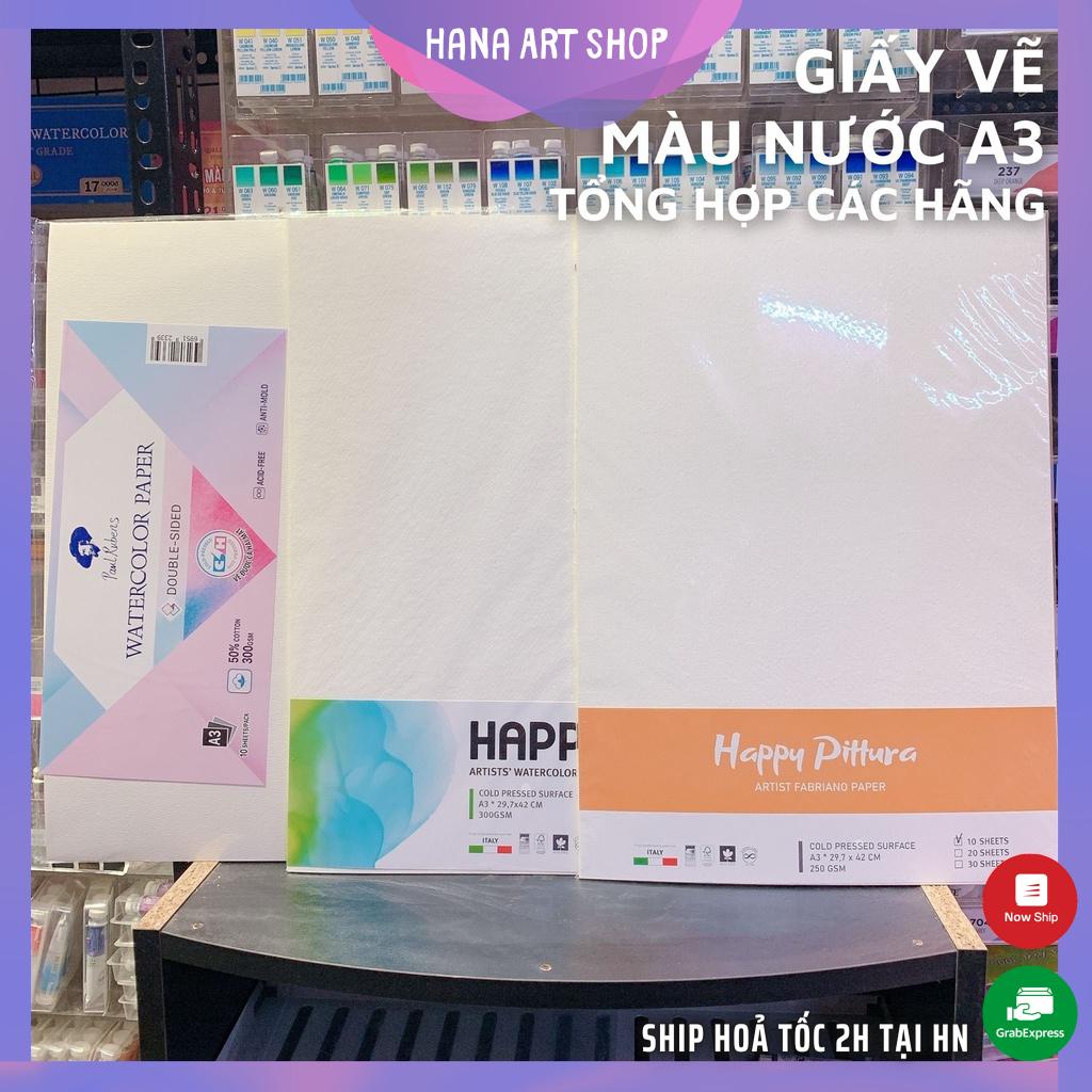 Giấy vẽ màu nước A3 300gsm các hãng Happy-Paul rubens,...