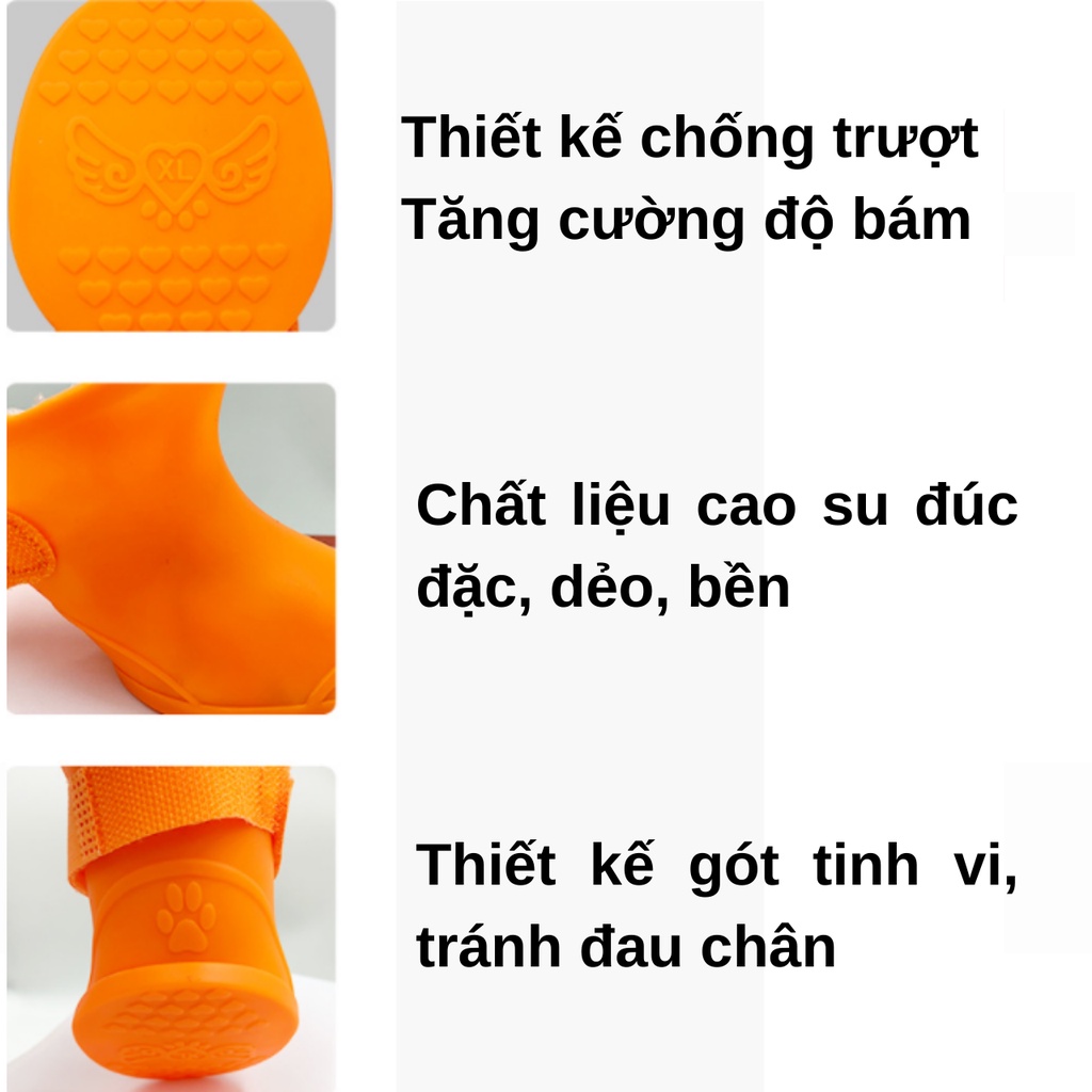 [𝐂𝐎𝐌𝐁𝐎 𝐒𝐀𝐋𝐄] Hipidog giầy ủng chống nước đi mưa cho chó mèo/ Boots shoe waterproof