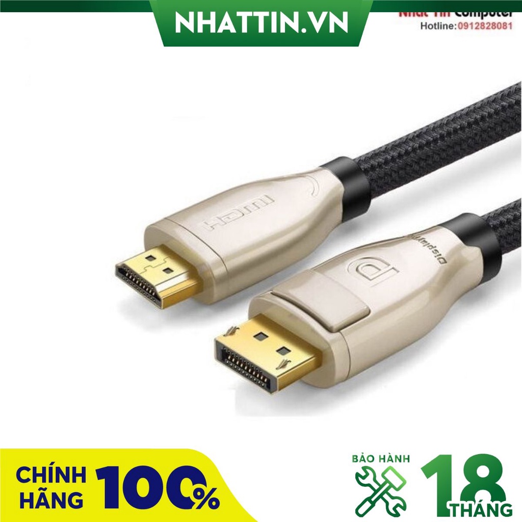 Cáp Displayport to HDMI 2.0 dài 1,5m Ugreen 40433 cao cấp